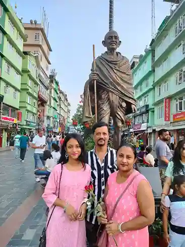 Happy family enjoying Tsomgo Lake trip