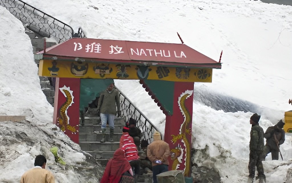 The iconic Indo-China border gate at Nathula Pass, East Sikkim